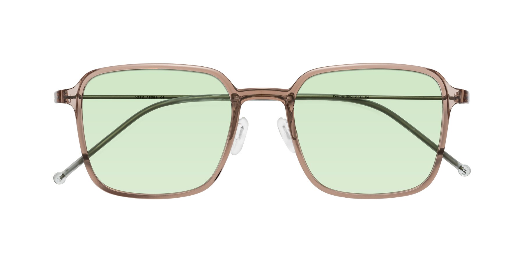 Folded Front of Pompey in Faded Rose with Light Green Tinted Lenses