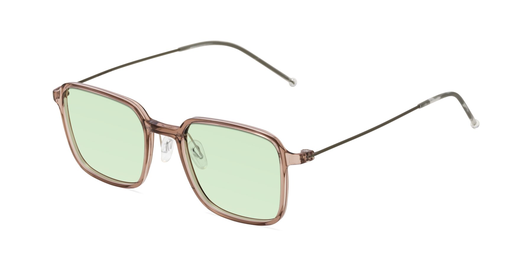 Angle of Pompey in Faded Rose with Light Green Tinted Lenses