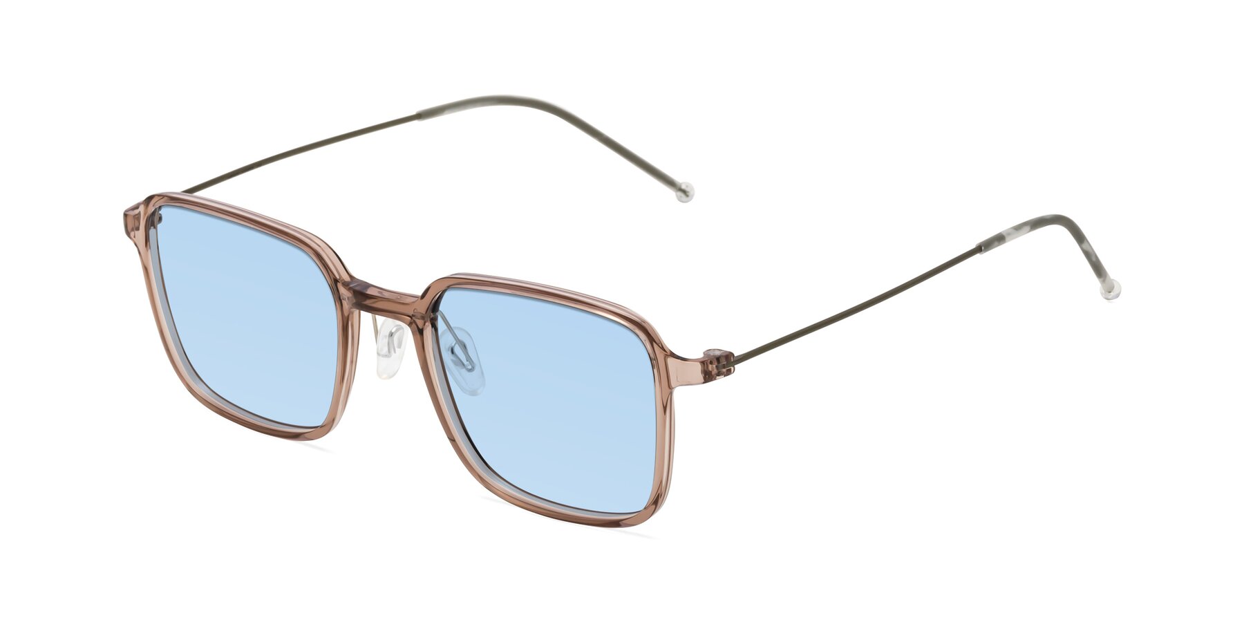 Angle of Pompey in Faded Rose with Light Blue Tinted Lenses