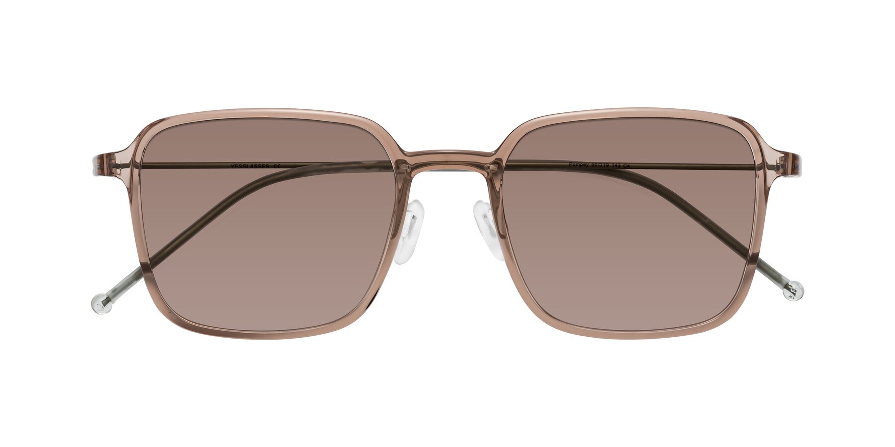 Folded Front of Pompey in Faded Rose with Medium Brown Tinted Lenses