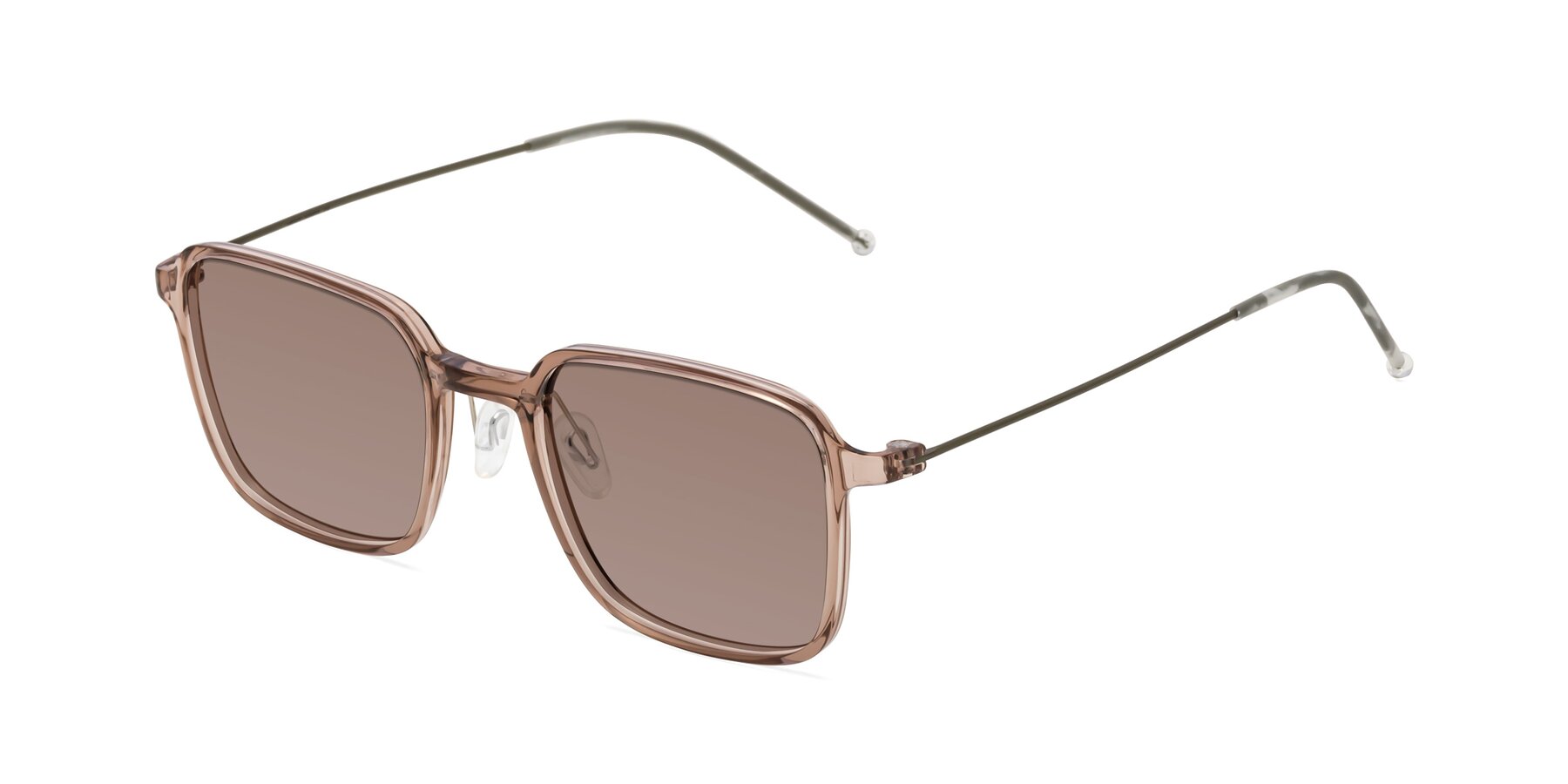 Angle of Pompey in Faded Rose with Medium Brown Tinted Lenses