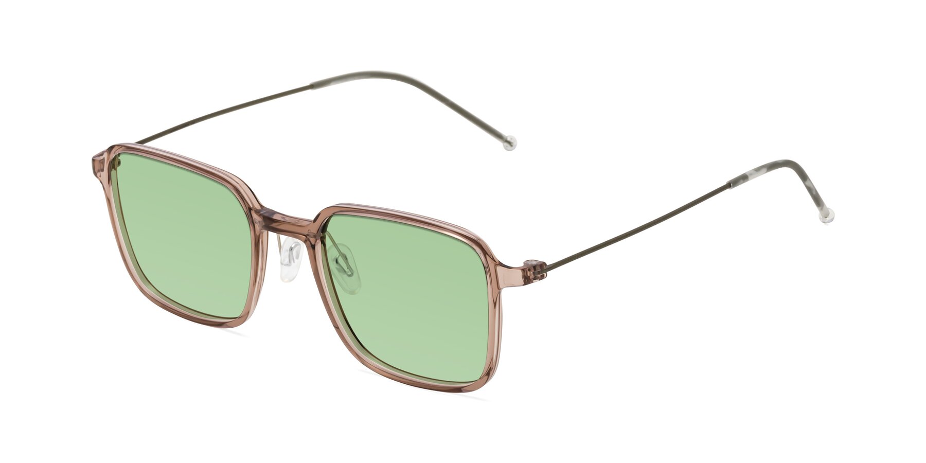 Angle of Pompey in Faded Rose with Medium Green Tinted Lenses