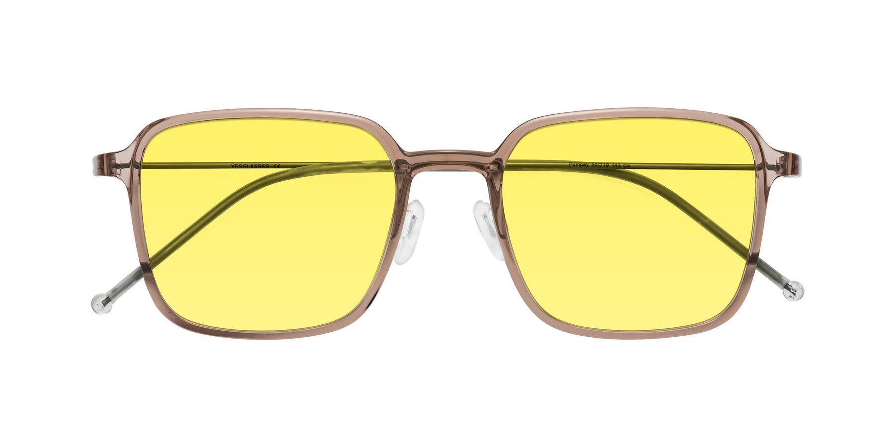 Folded Front of Pompey in Faded Rose with Medium Yellow Tinted Lenses