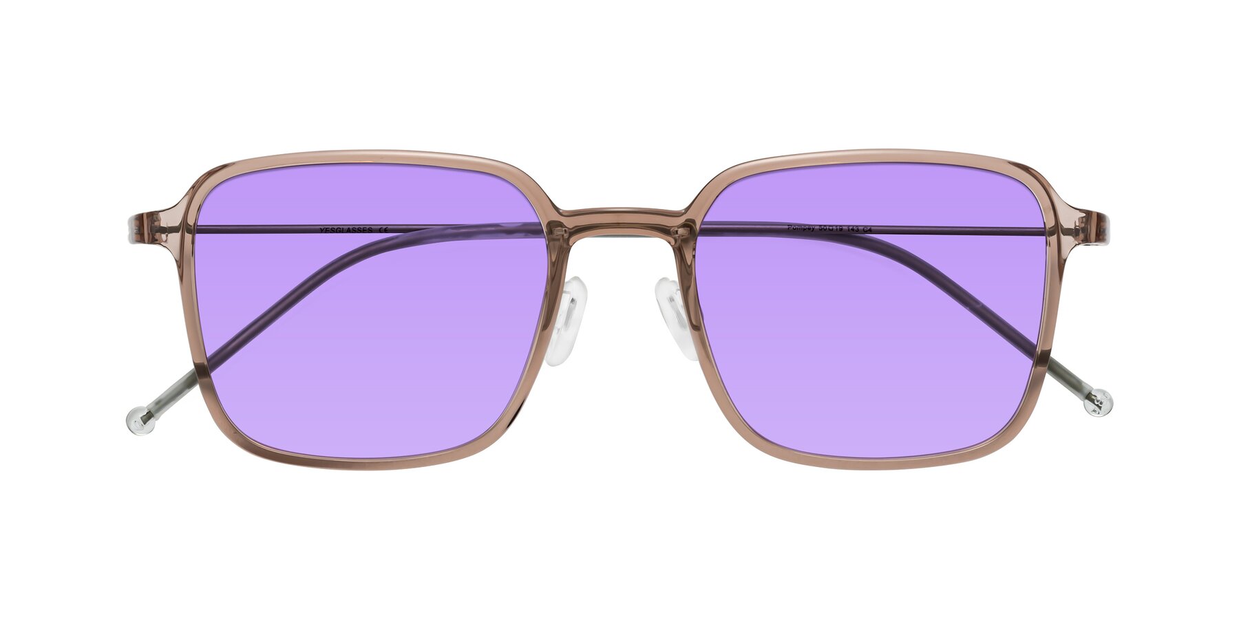 Folded Front of Pompey in Faded Rose with Medium Purple Tinted Lenses