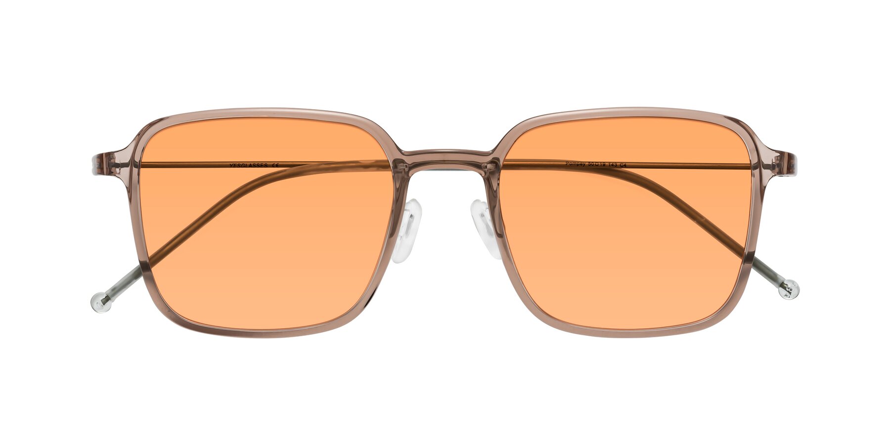 Folded Front of Pompey in Faded Rose with Medium Orange Tinted Lenses