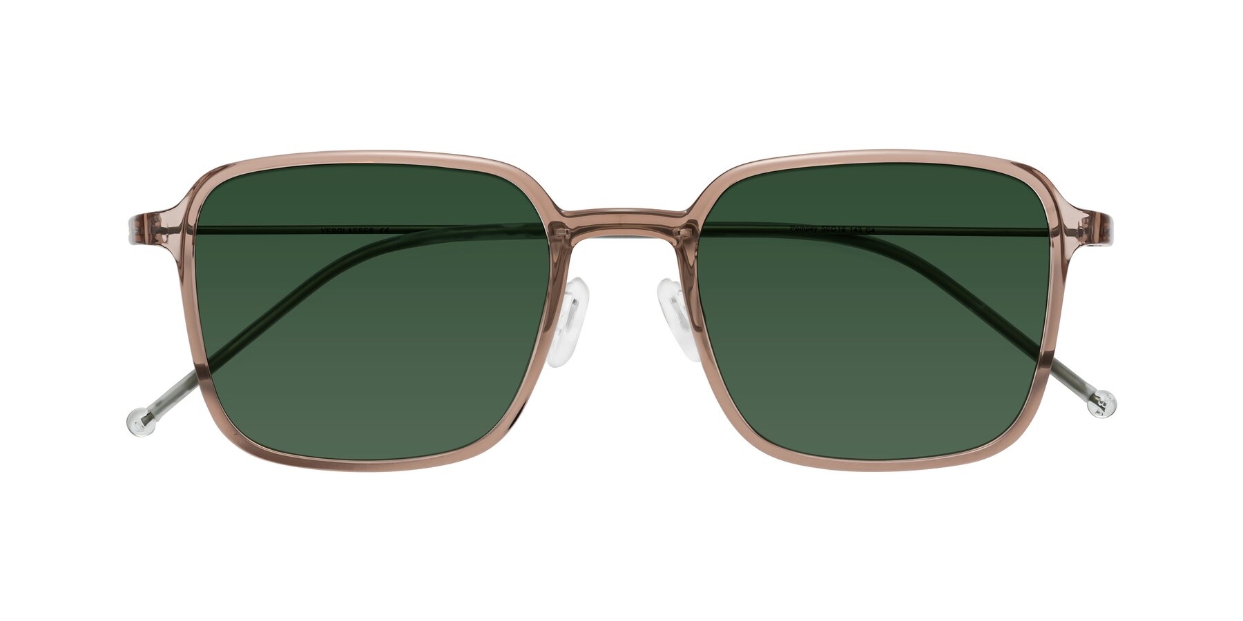 Folded Front of Pompey in Faded Rose with Green Tinted Lenses