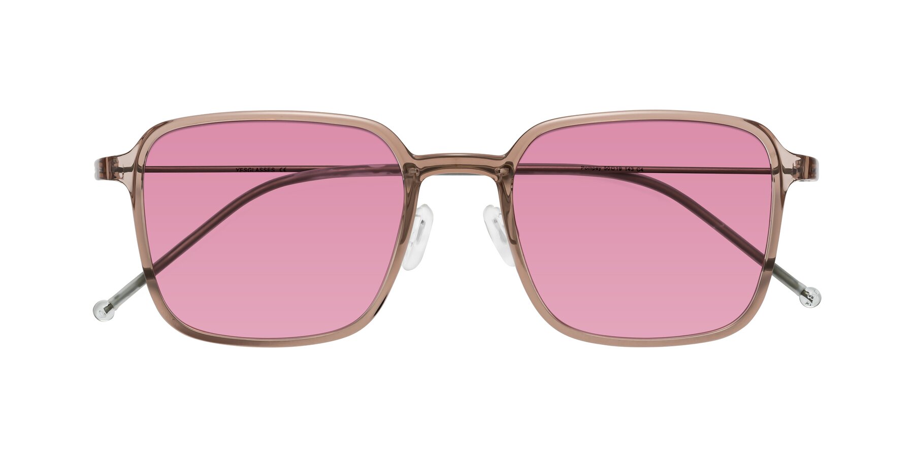 Folded Front of Pompey in Faded Rose with Medium Wine Tinted Lenses