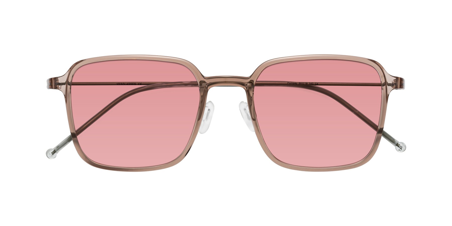 Folded Front of Pompey in Faded Rose with Medium Garnet Tinted Lenses