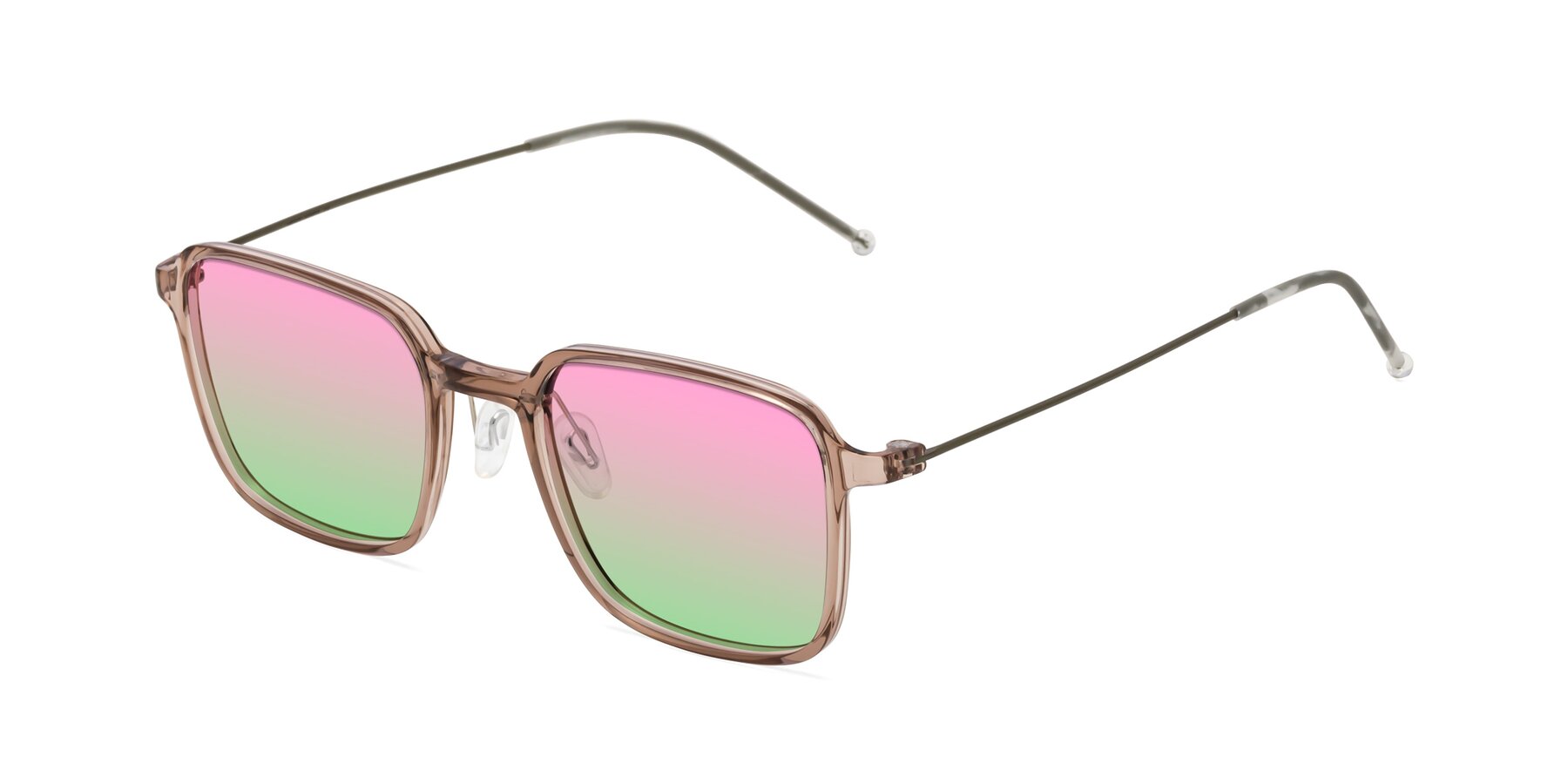 Angle of Pompey in Faded Rose with Pink / Green Gradient Lenses