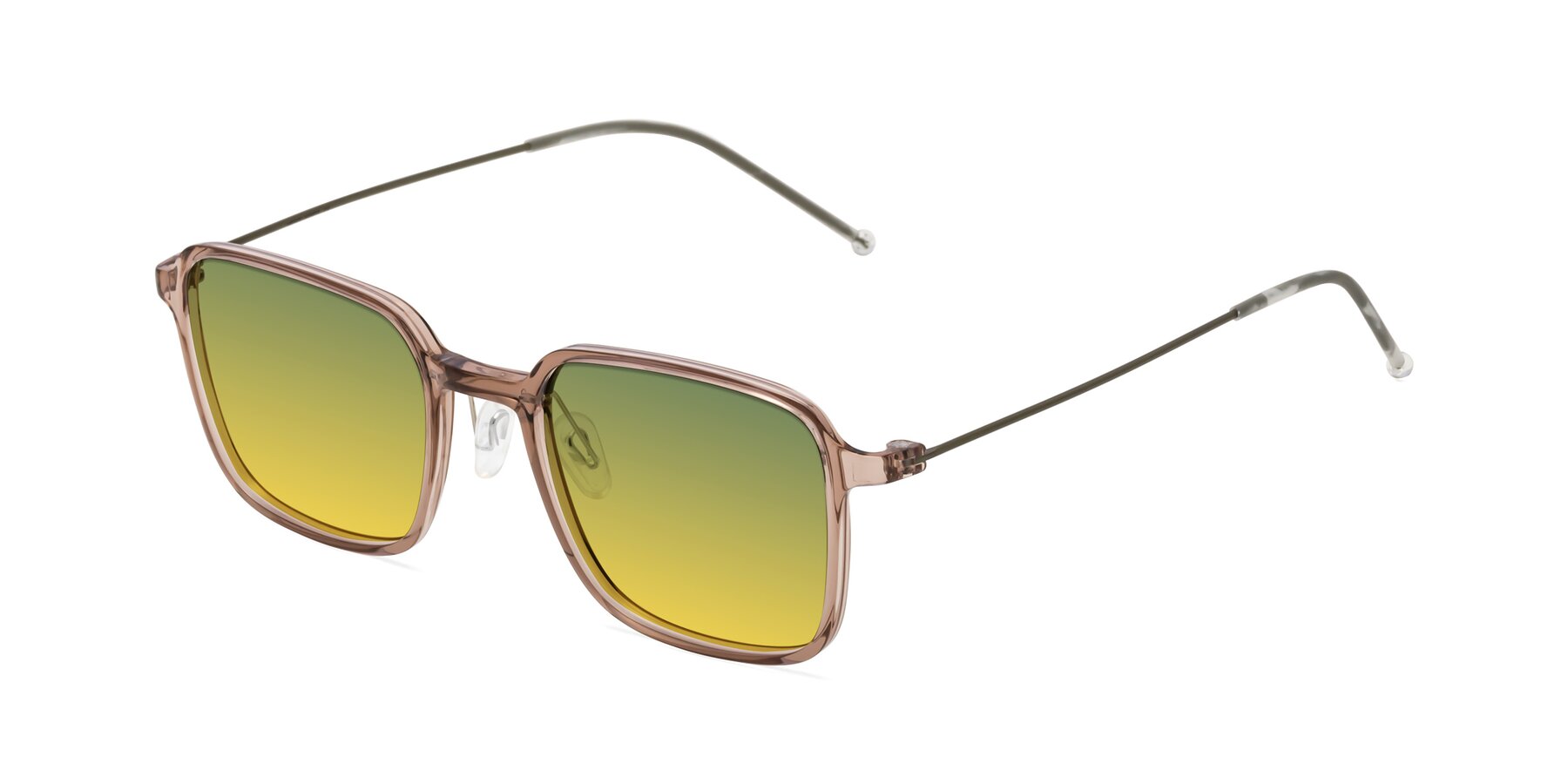 Angle of Pompey in Faded Rose with Green / Yellow Gradient Lenses
