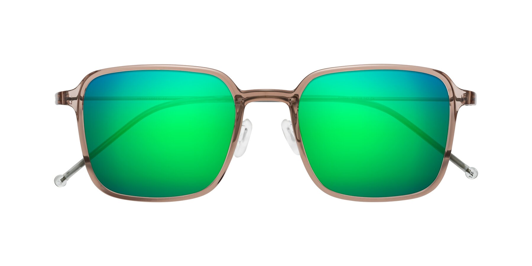 Folded Front of Pompey in Faded Rose with Green Mirrored Lenses