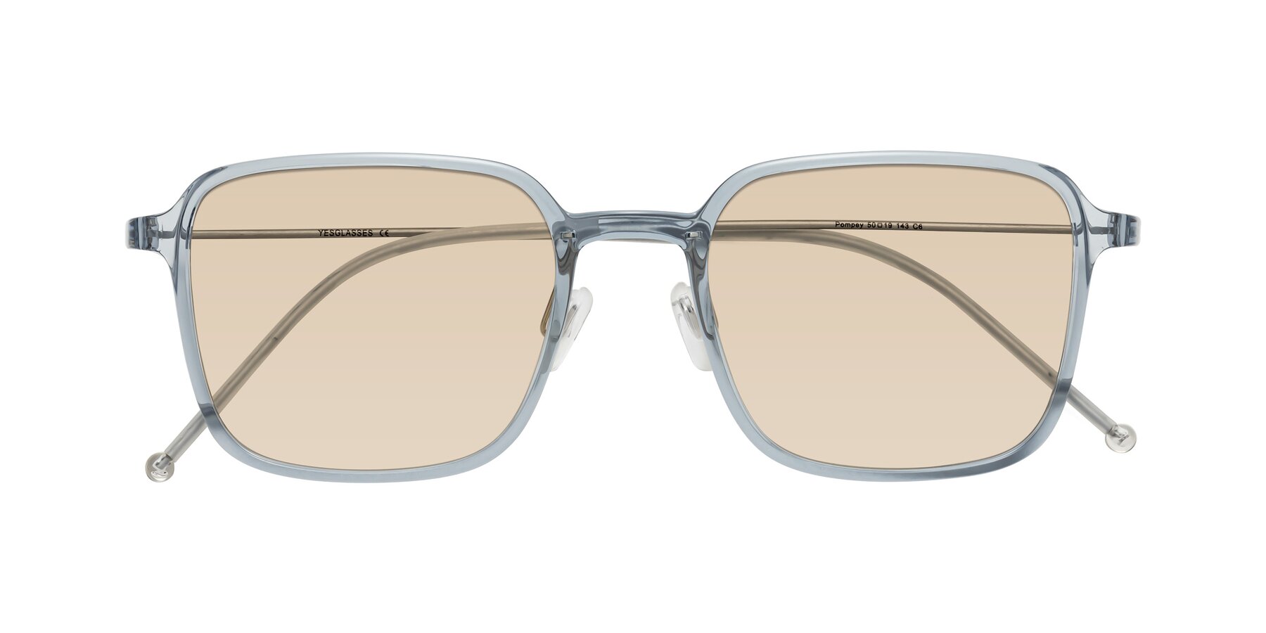 Folded Front of Pompey in Transparent Blue with Light Brown Tinted Lenses