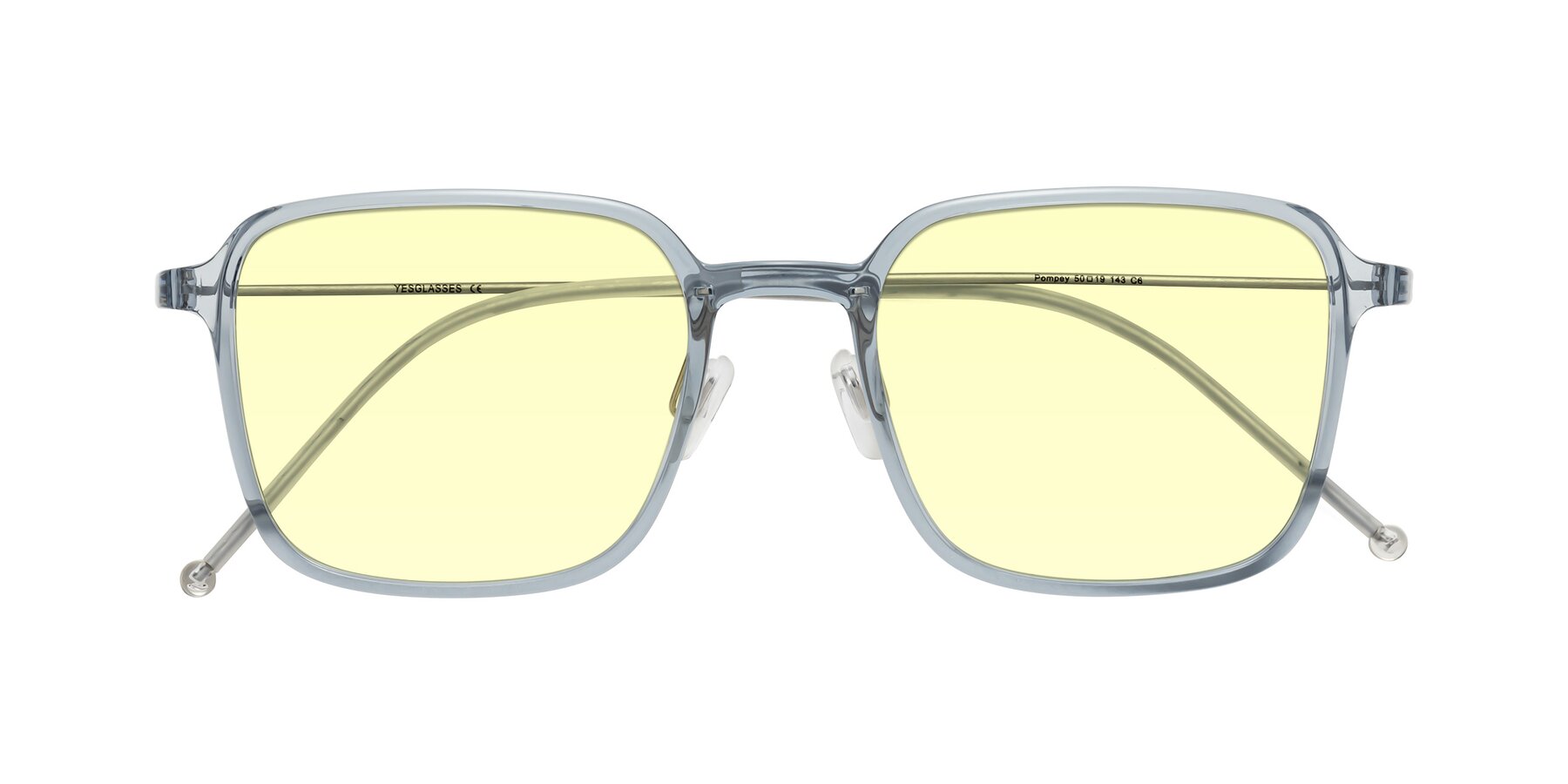 Folded Front of Pompey in Transparent Blue with Light Yellow Tinted Lenses