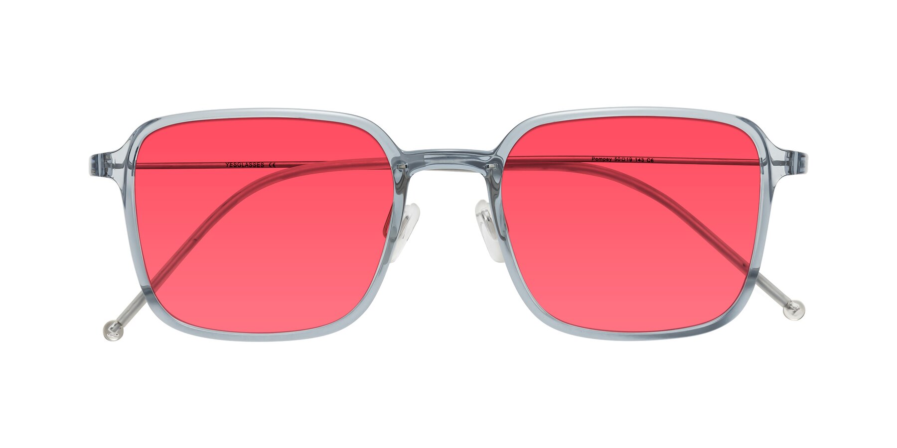 Folded Front of Pompey in Transparent Blue with Red Tinted Lenses