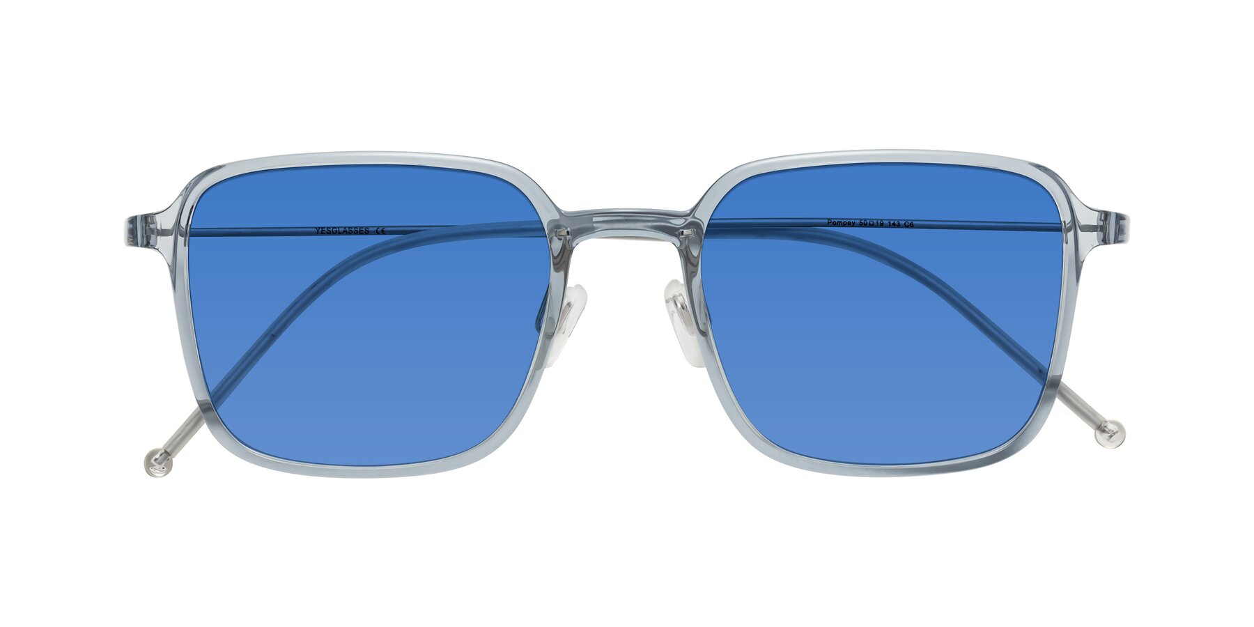 Folded Front of Pompey in Transparent Blue with Blue Tinted Lenses