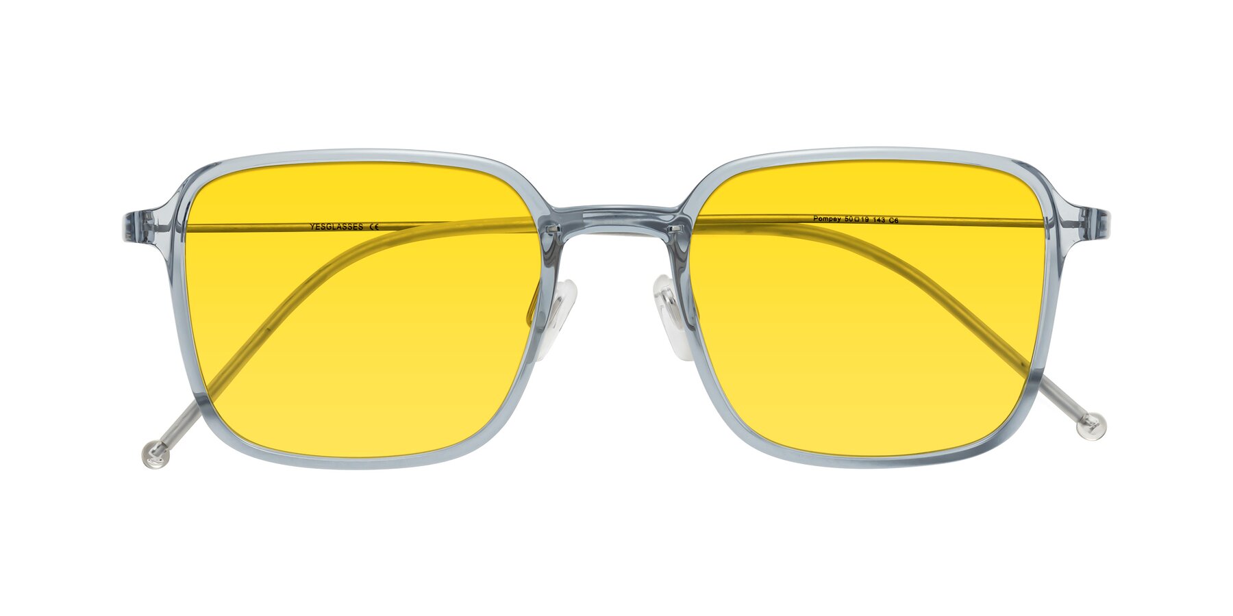 Folded Front of Pompey in Transparent Blue with Yellow Tinted Lenses