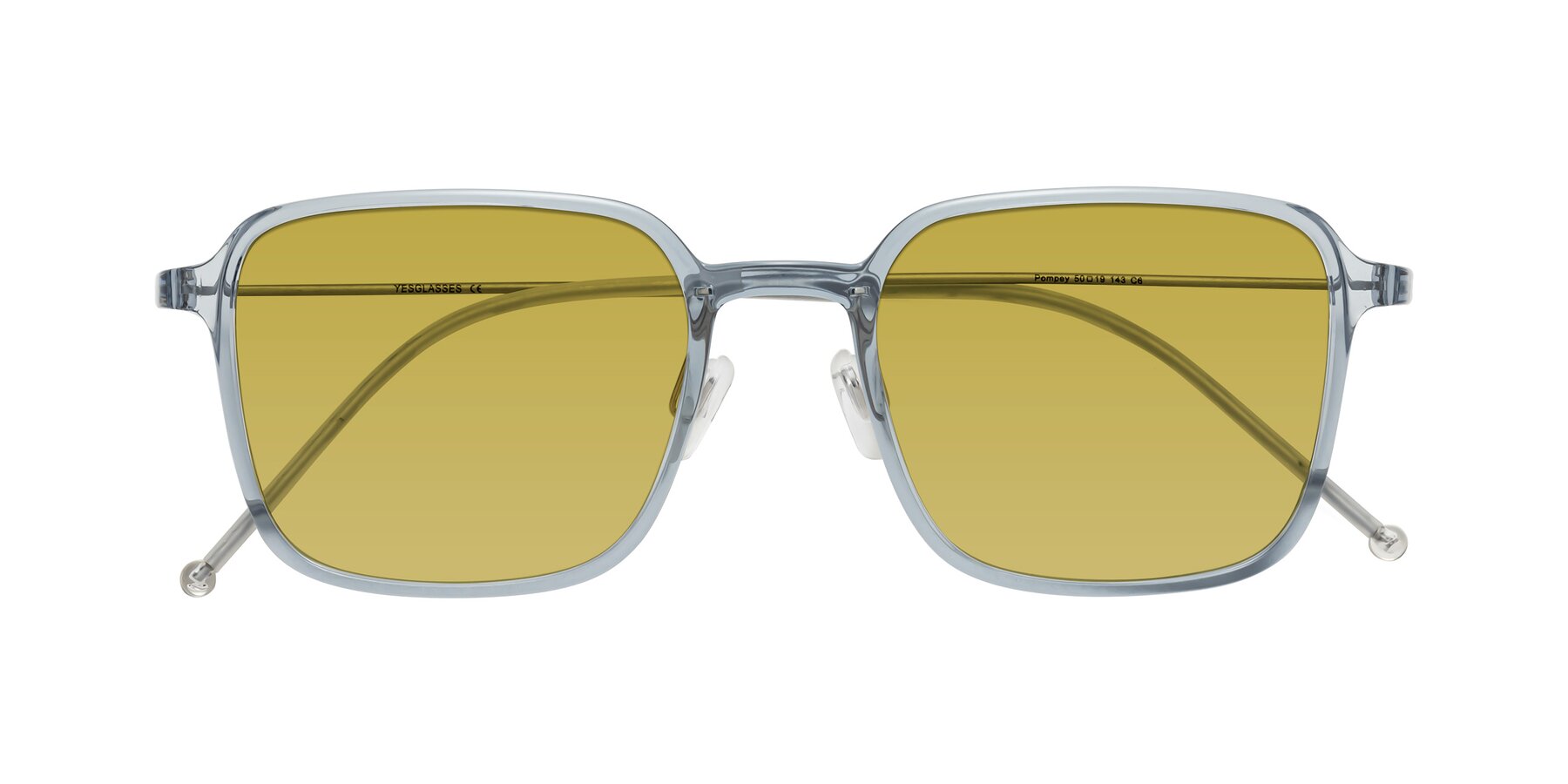 Folded Front of Pompey in Transparent Blue with Champagne Tinted Lenses