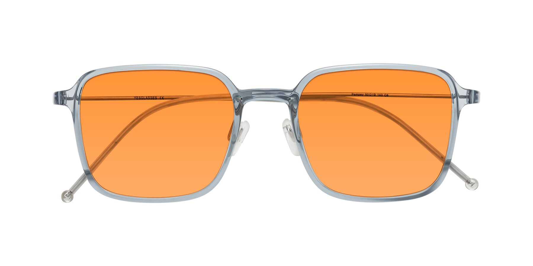 Folded Front of Pompey in Transparent Blue with Orange Tinted Lenses