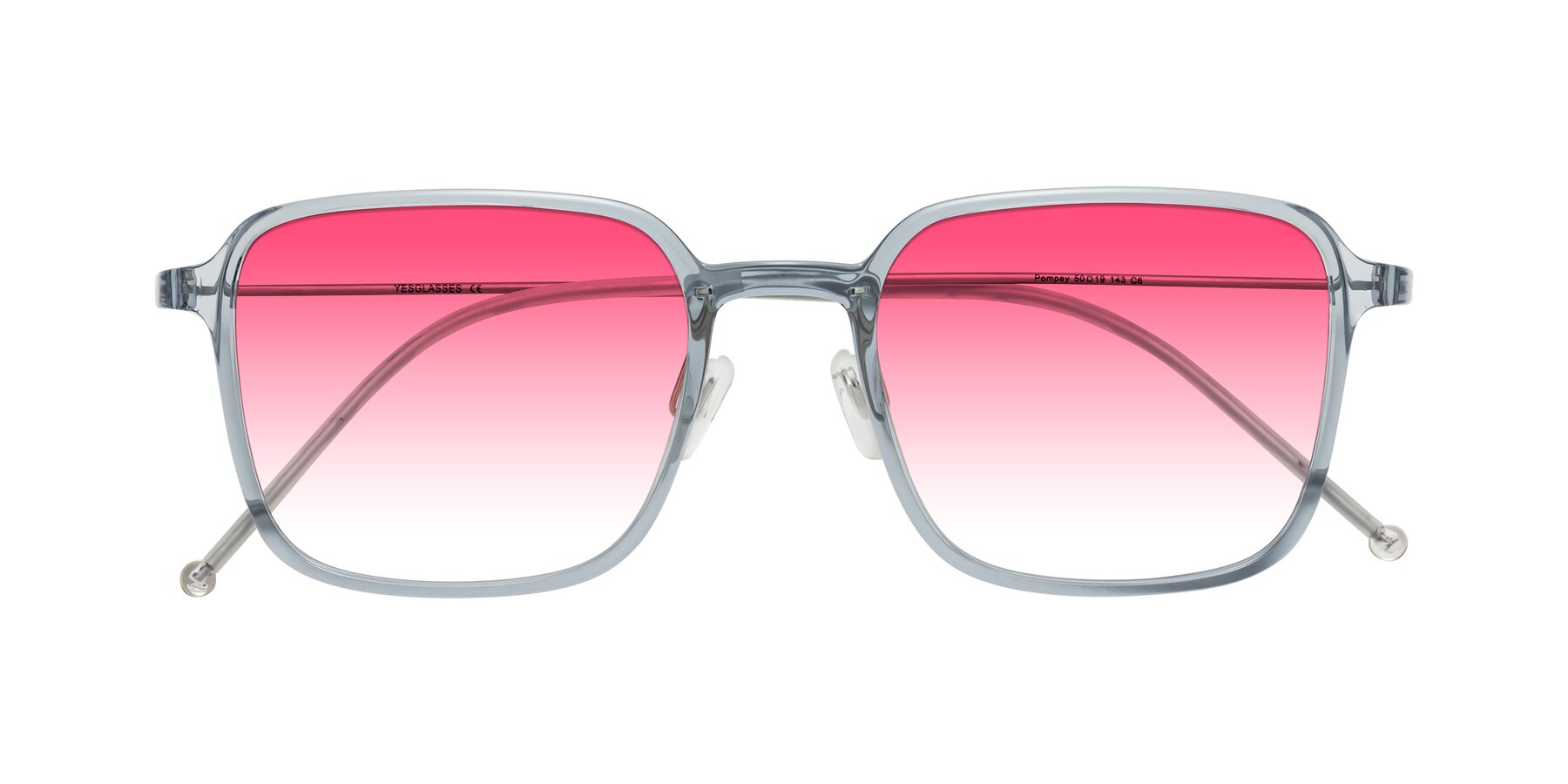 Folded Front of Pompey in Transparent Blue with Pink Gradient Lenses