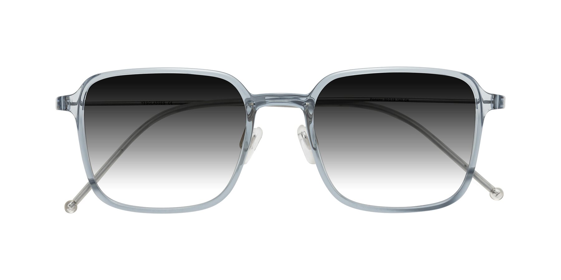 Folded Front of Pompey in Transparent Blue with Gray Gradient Lenses