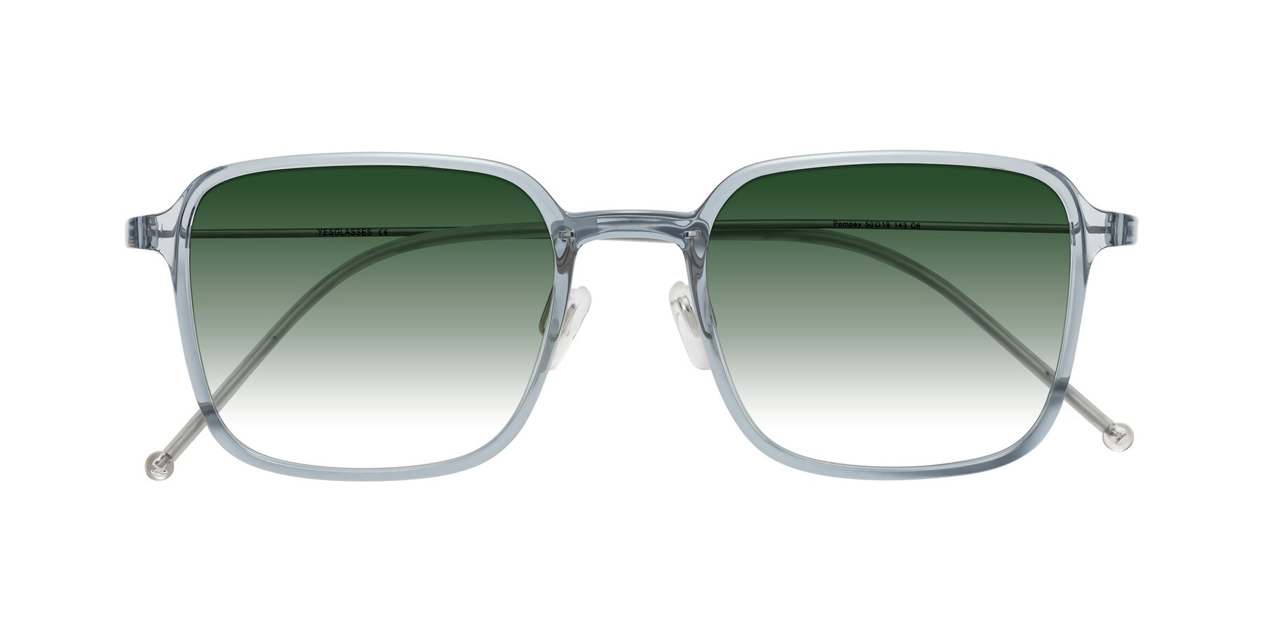 Folded Front of Pompey in Transparent Blue with Green Gradient Lenses