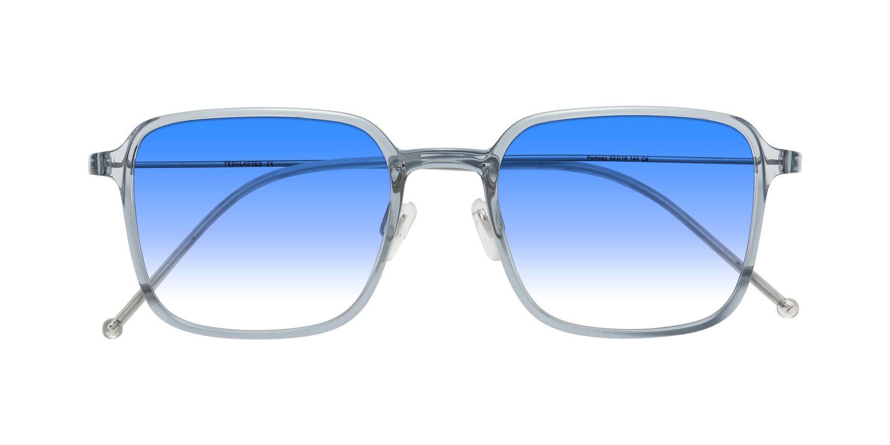 Folded Front of Pompey in Transparent Blue with Blue Gradient Lenses