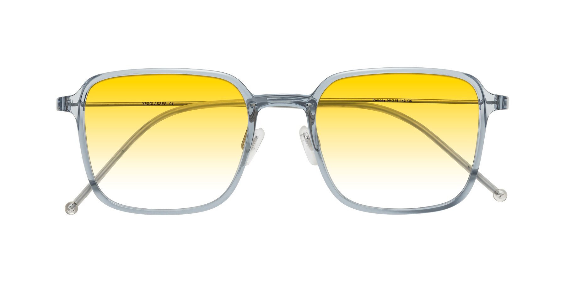 Folded Front of Pompey in Transparent Blue with Yellow Gradient Lenses