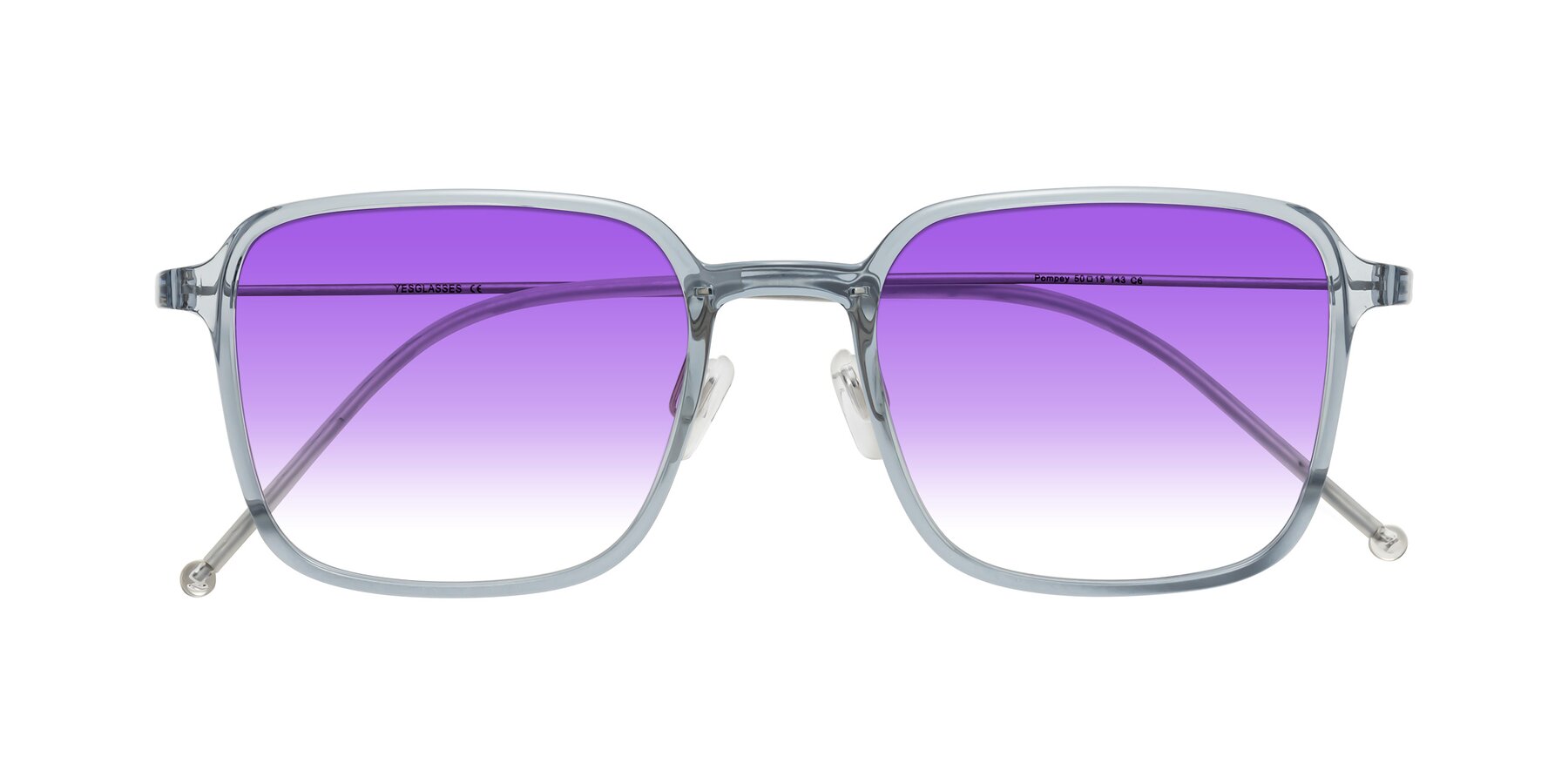 Folded Front of Pompey in Transparent Blue with Purple Gradient Lenses