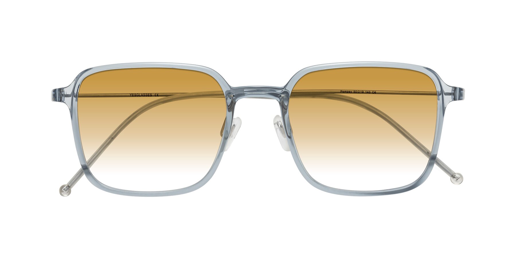 Folded Front of Pompey in Transparent Blue with Champagne Gradient Lenses