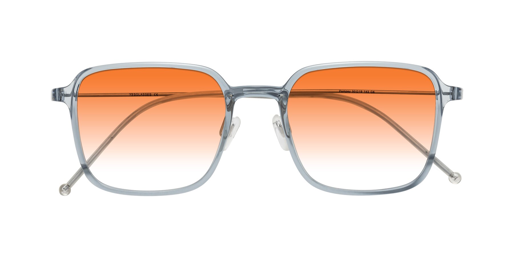 Folded Front of Pompey in Transparent Blue with Orange Gradient Lenses