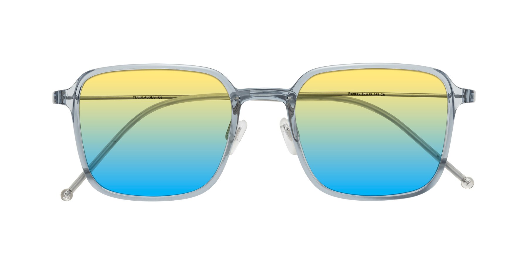 Folded Front of Pompey in Transparent Blue with Yellow / Blue Gradient Lenses