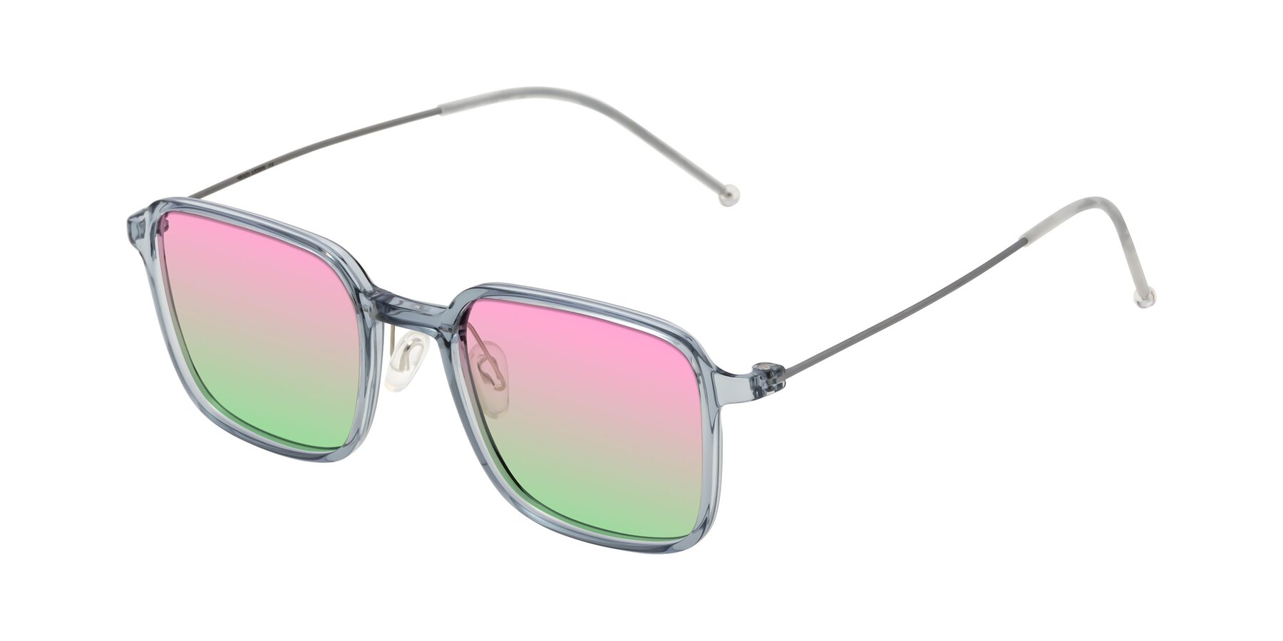 Angle of Pompey in Transparent Blue with Pink / Green Gradient Lenses