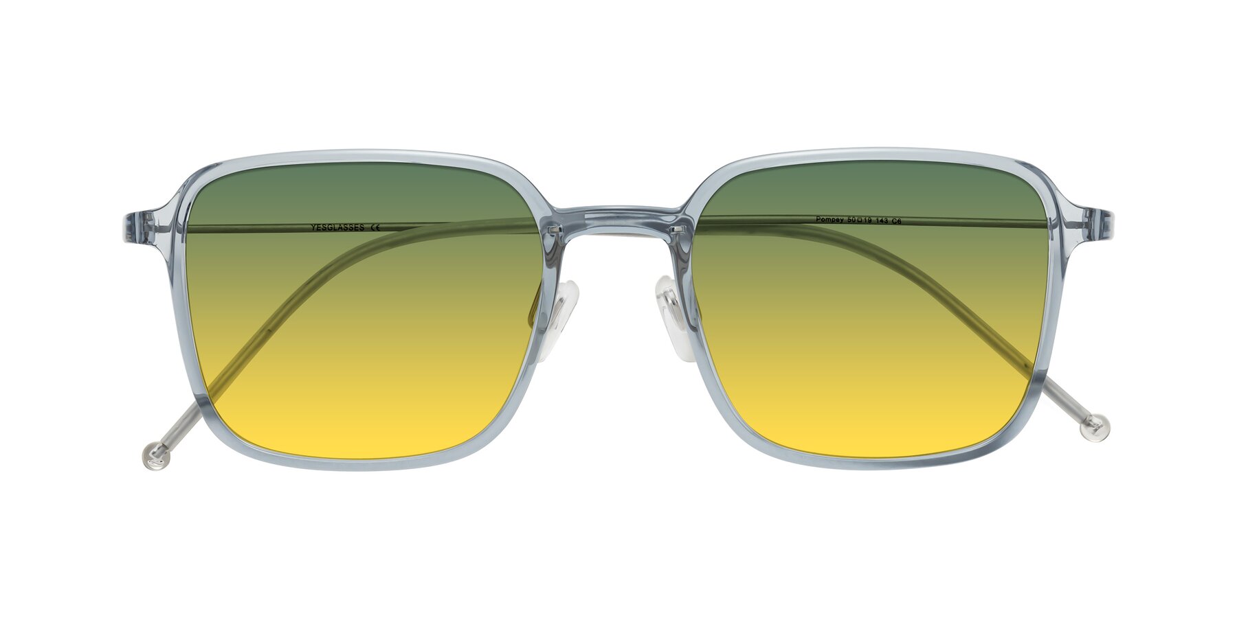 Folded Front of Pompey in Transparent Blue with Green / Yellow Gradient Lenses