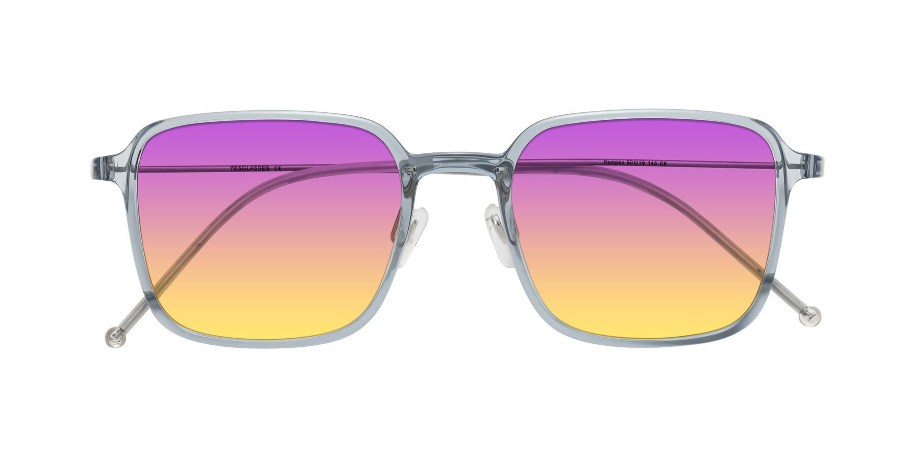 Folded Front of Pompey in Transparent Blue with Purple / Yellow Gradient Lenses
