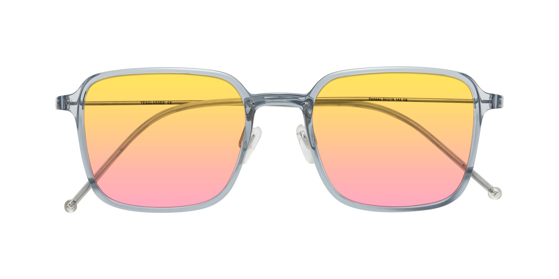 Folded Front of Pompey in Transparent Blue with Yellow / Pink Gradient Lenses