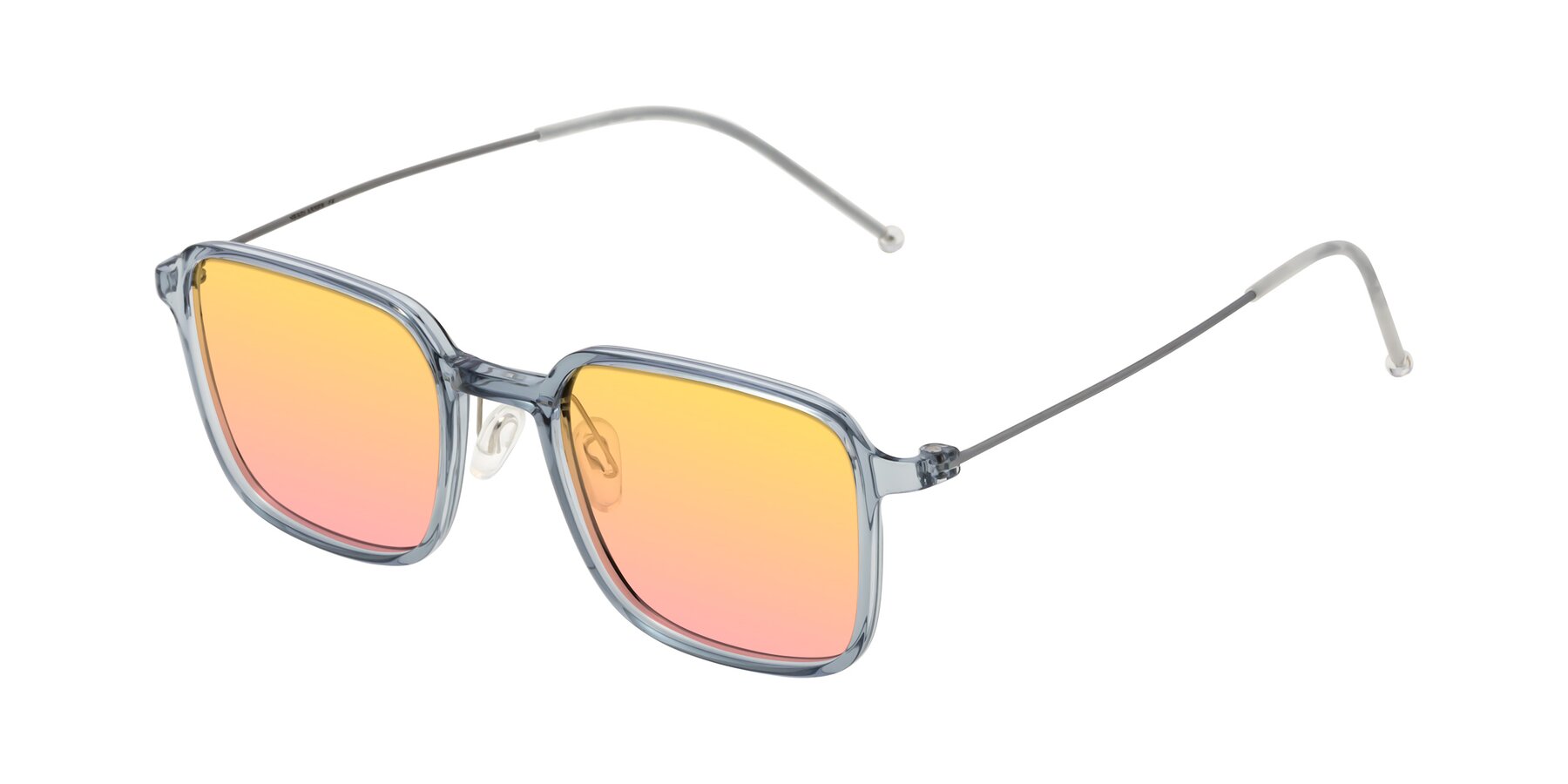 Angle of Pompey in Transparent Blue with Yellow / Pink Gradient Lenses