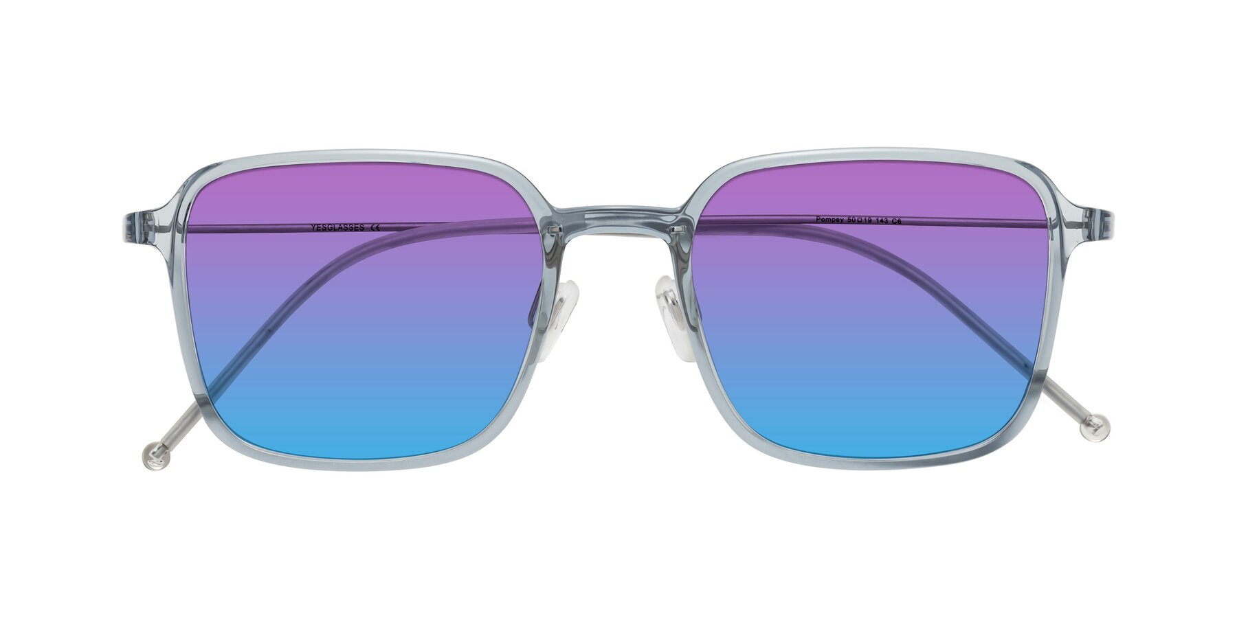 Folded Front of Pompey in Transparent Blue with Purple / Blue Gradient Lenses