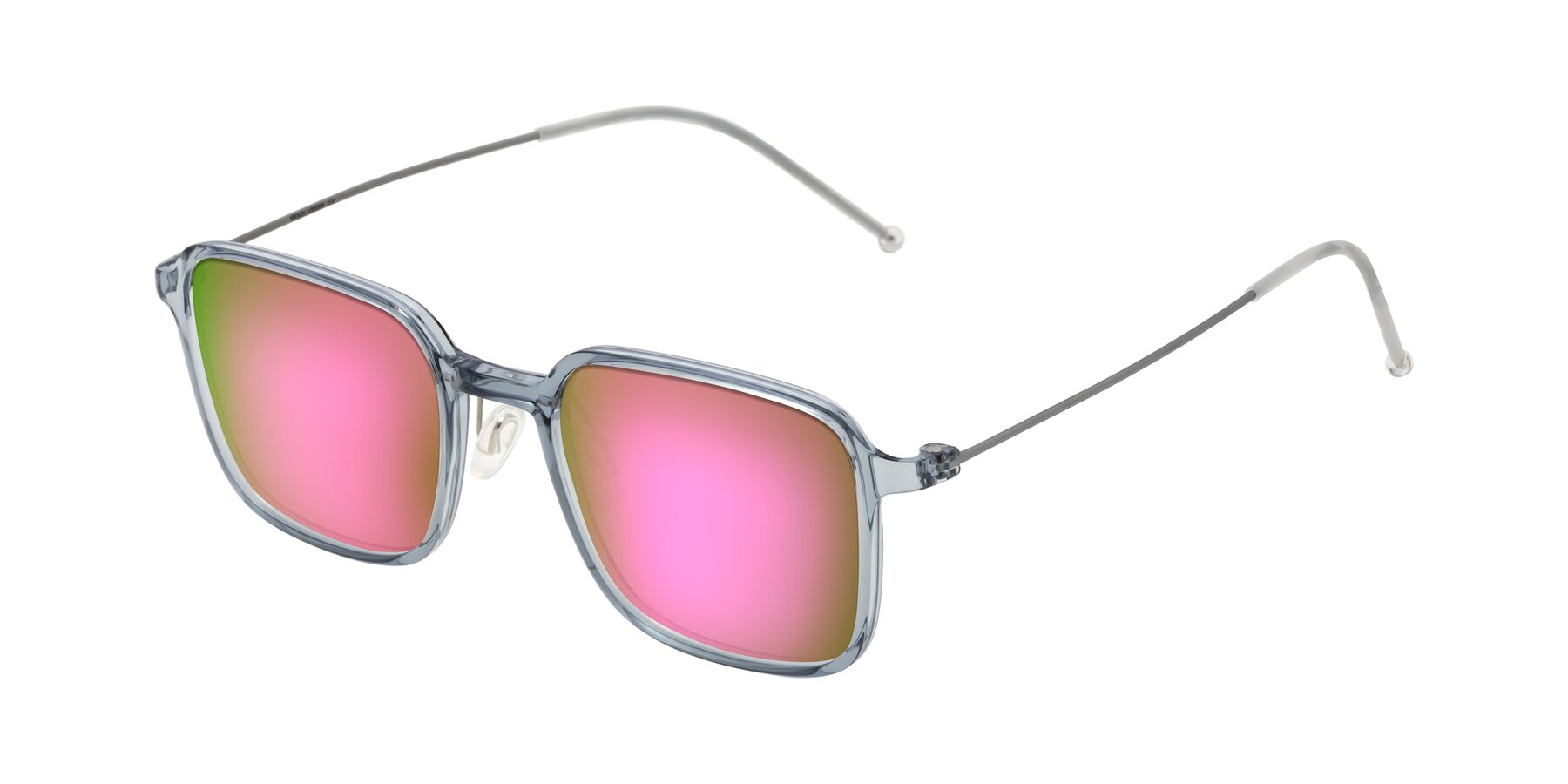 Angle of Pompey in Transparent Blue with Pink Mirrored Lenses