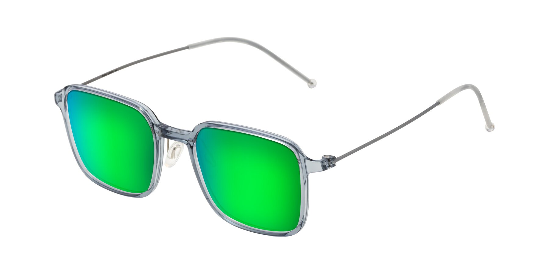 Angle of Pompey in Transparent Blue with Green Mirrored Lenses