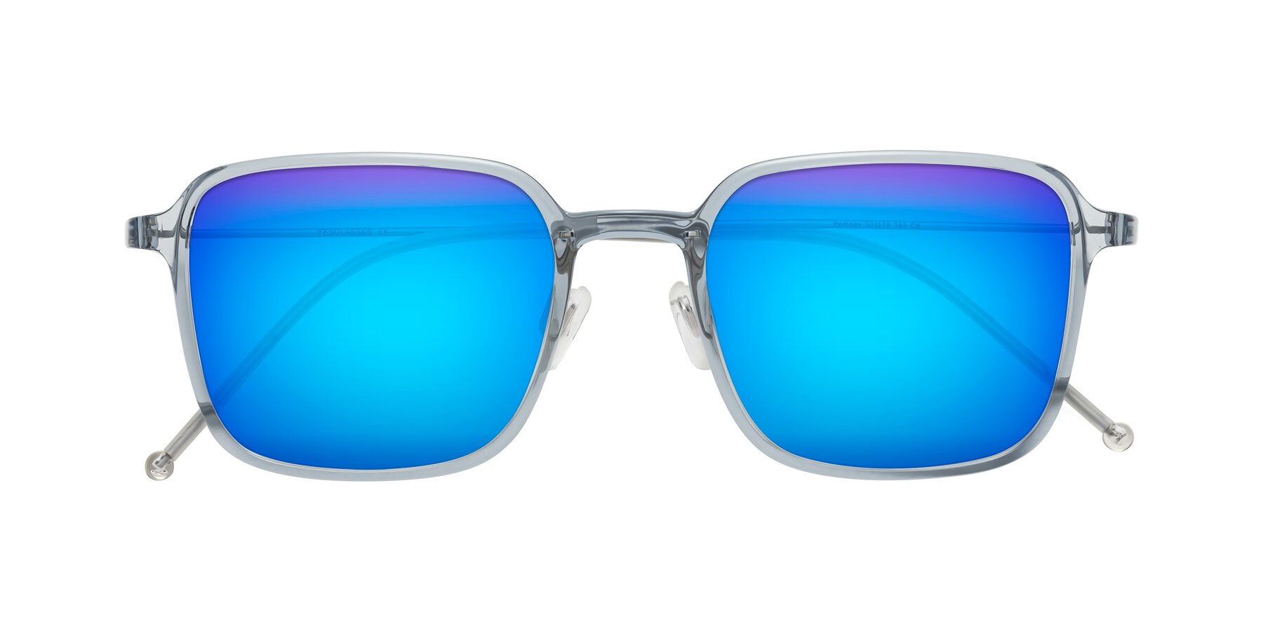 Folded Front of Pompey in Transparent Blue with Blue Mirrored Lenses