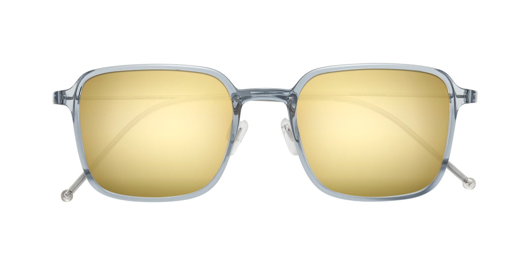 Folded Front of Pompey in Transparent Blue with Gold Mirrored Lenses