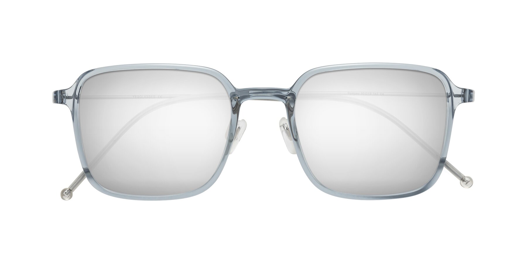Folded Front of Pompey in Transparent Blue with Silver Mirrored Lenses