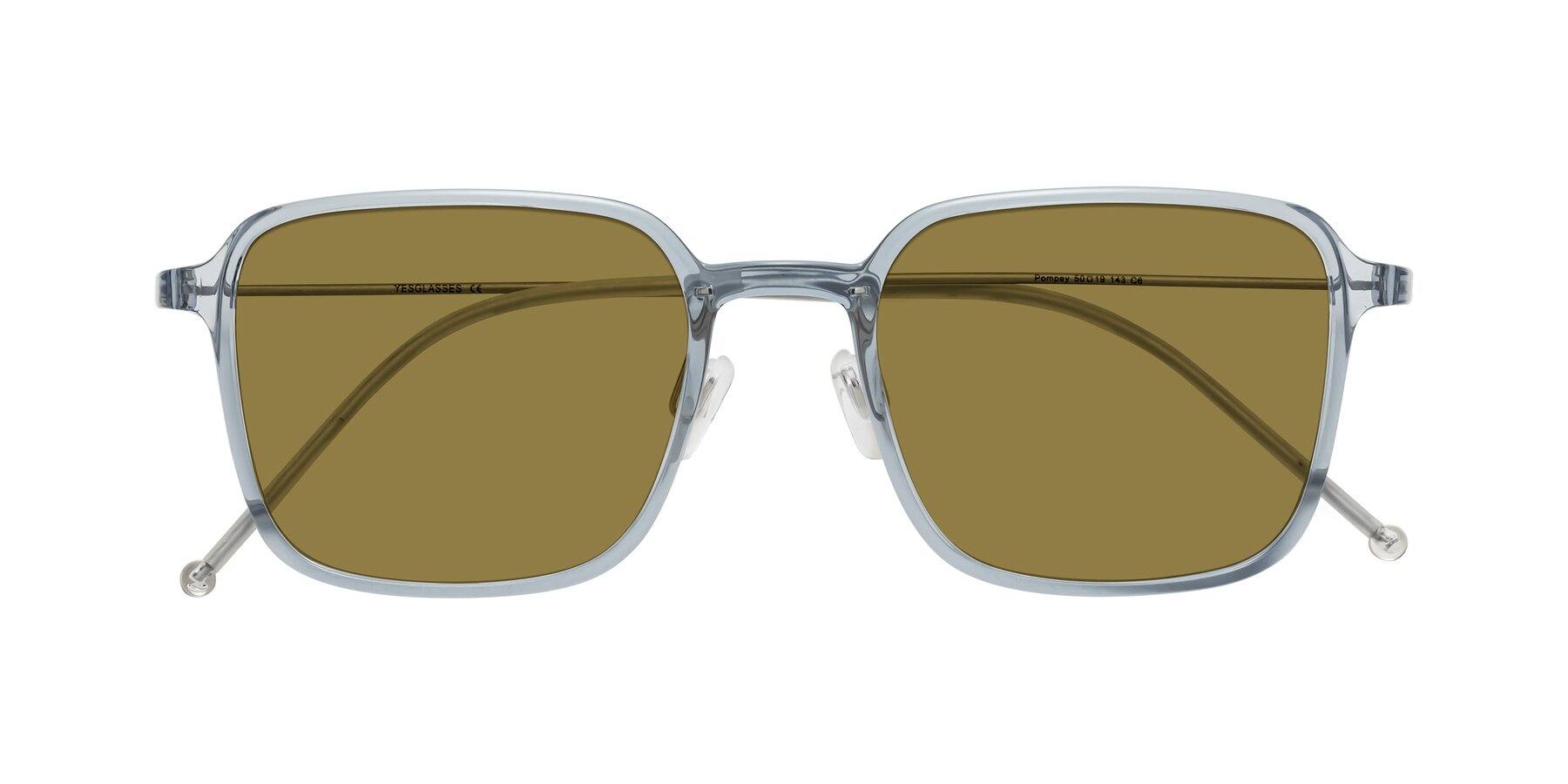Folded Front of Pompey in Transparent Blue with Brown Polarized Lenses