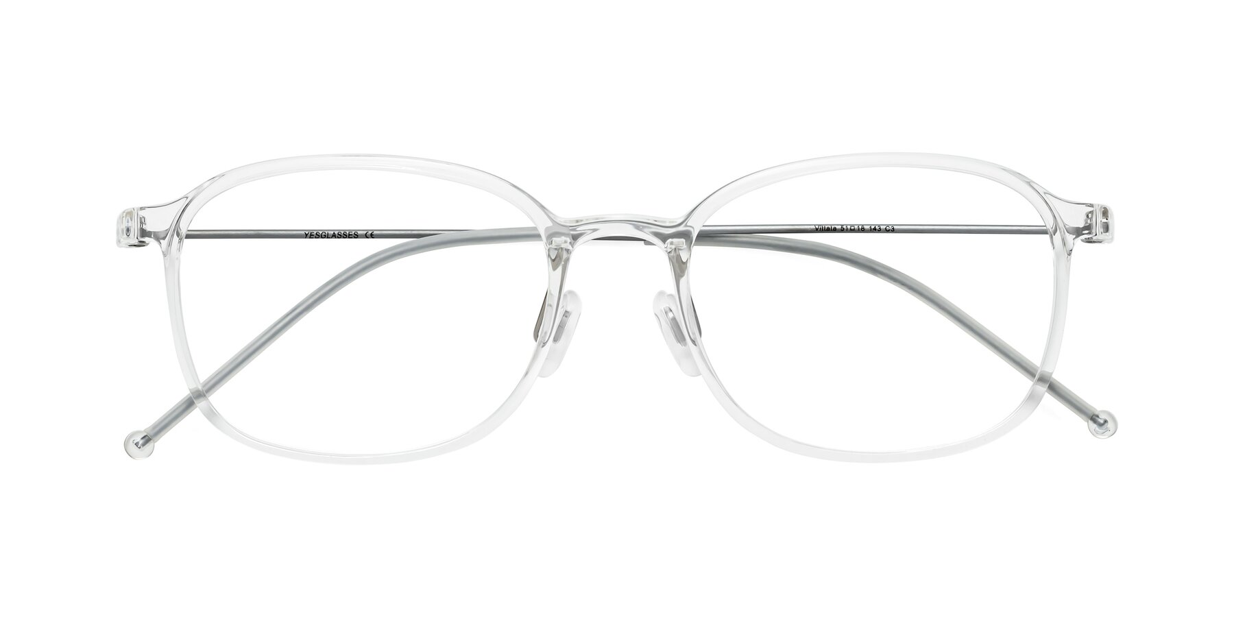 Folded Front of Vittata in Clear with Clear Reading Eyeglass Lenses