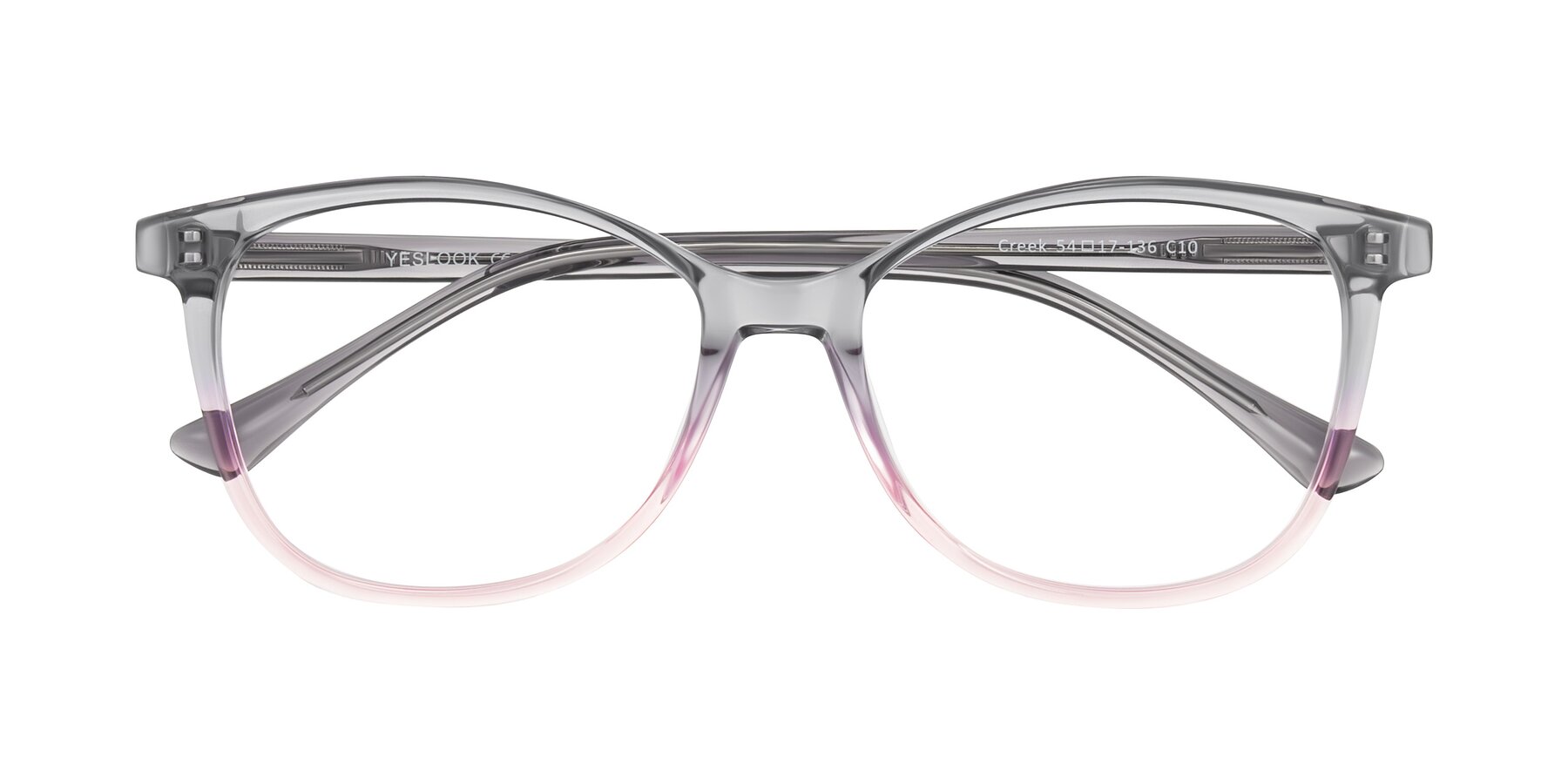 Folded Front of Creek in Gray/Pink with Clear Blue Light Blocking Lenses