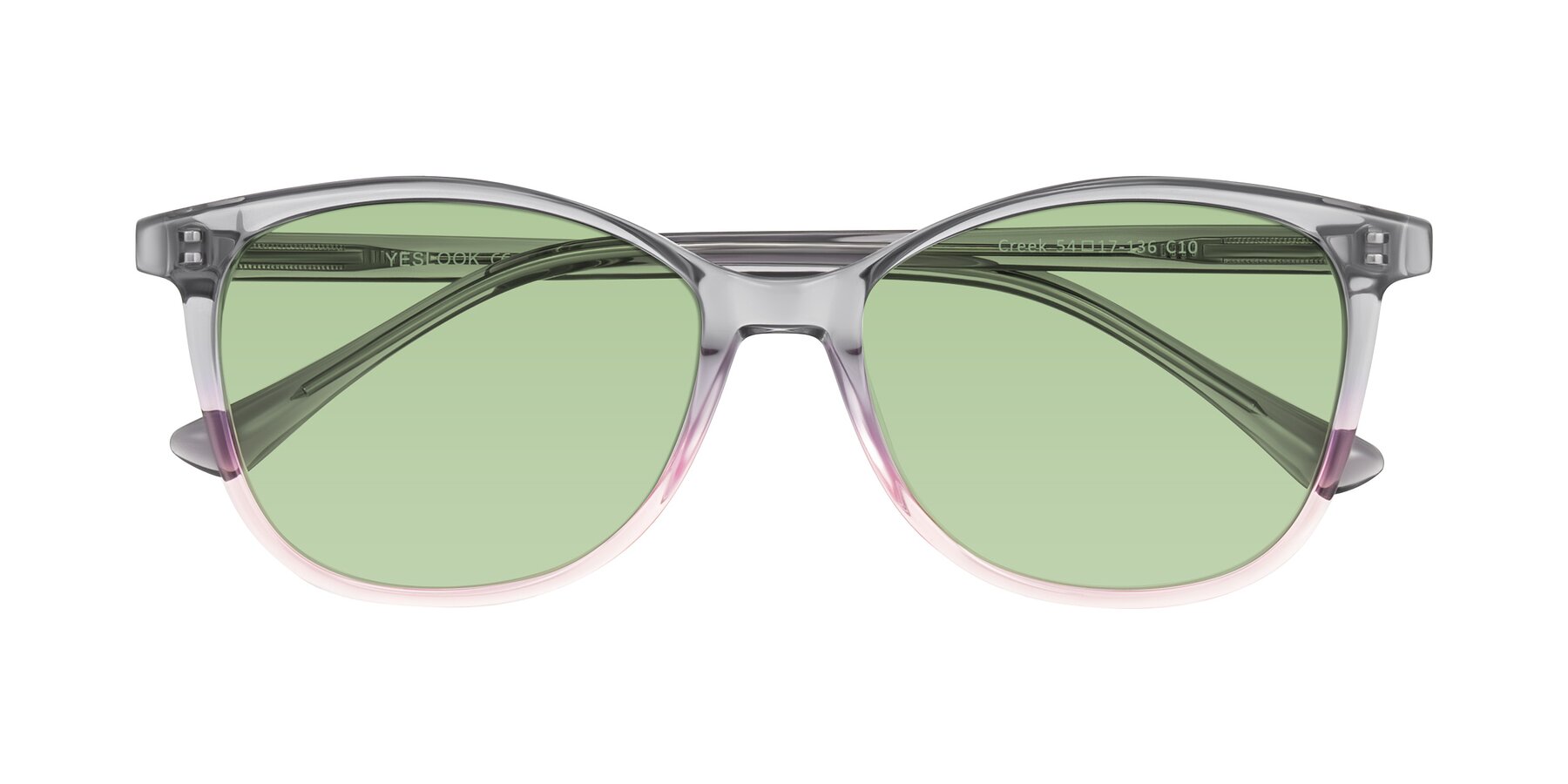 Folded Front of Creek in Gray/Pink with Medium Green Tinted Lenses