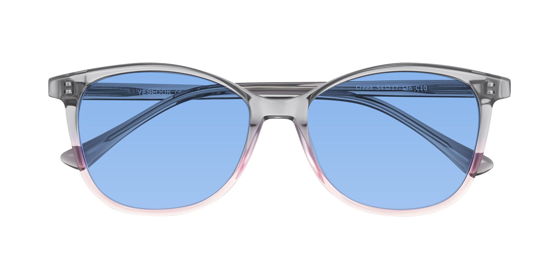 Folded Front of Creek in Gray/Pink with Medium Blue Tinted Lenses
