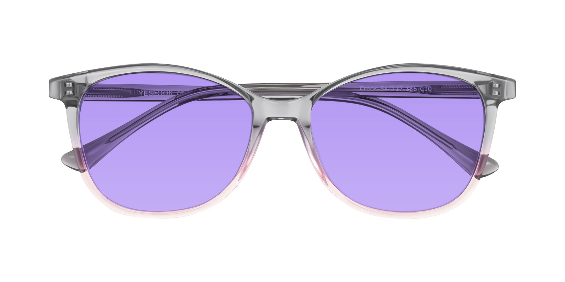 Folded Front of Creek in Gray/Pink with Medium Purple Tinted Lenses