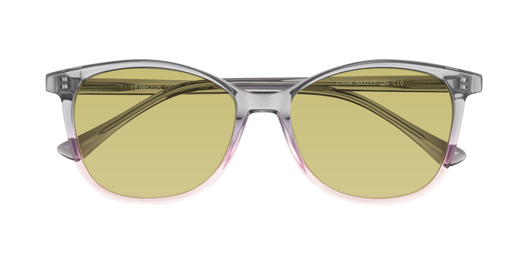 Folded Front of Creek in Gray/Pink with Medium Champagne Tinted Lenses
