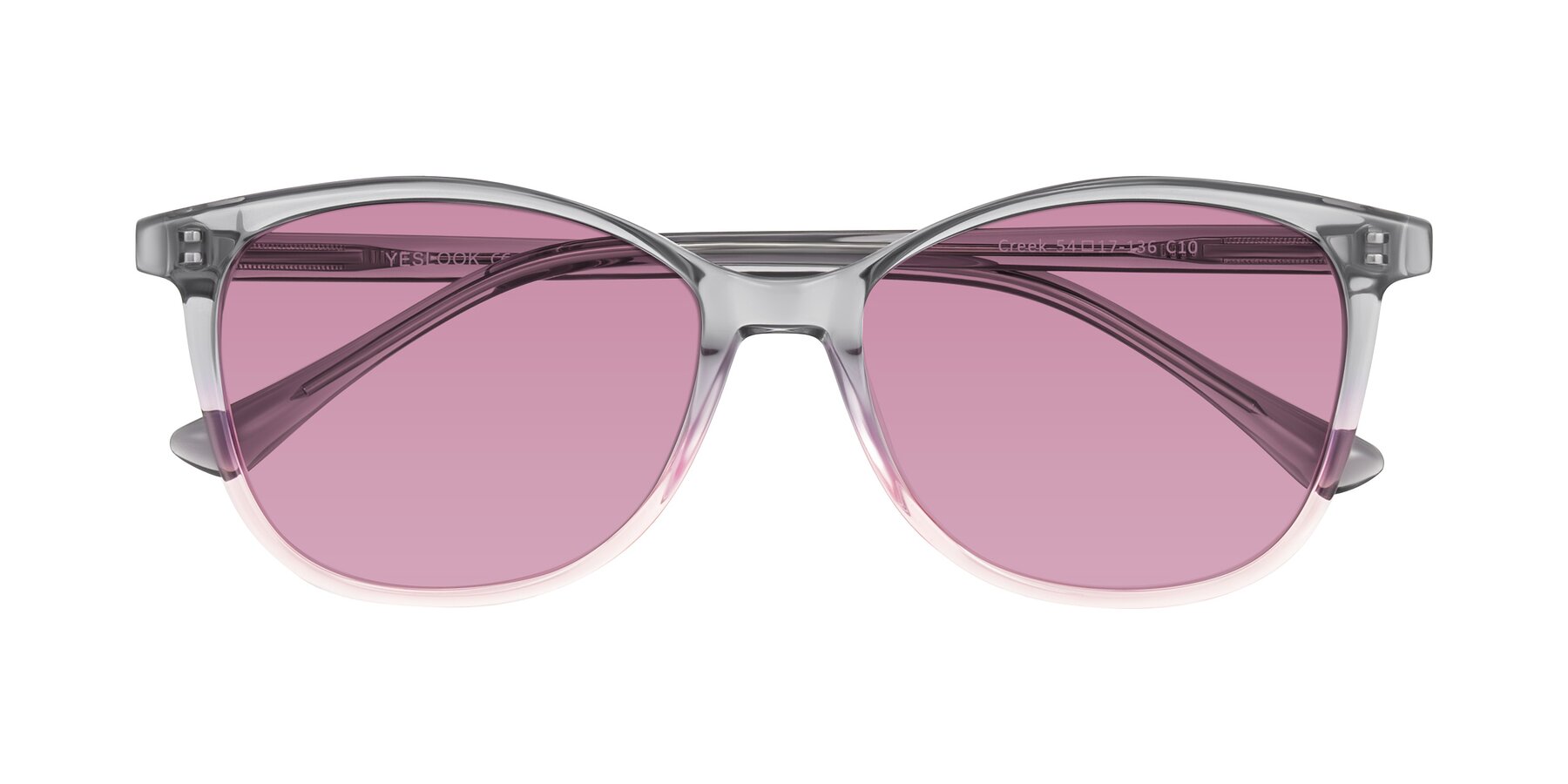Folded Front of Creek in Gray/Pink with Medium Wine Tinted Lenses
